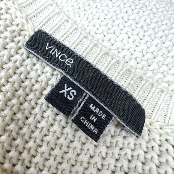 Vince Cream Lattice Knit Sweater Long Sleeve Casual Pullover Size XS - Picture 7 of 9